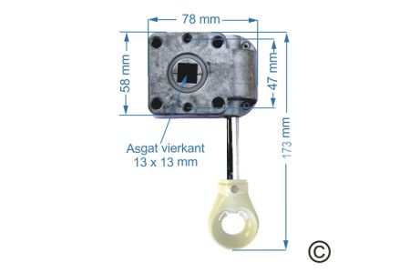 Oogwindwerk verlengde as - lengte 173 mm - GRIJS